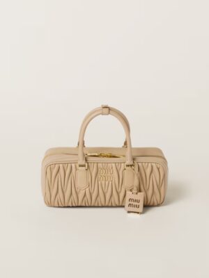 Arcadie Matelassé Large Soft Lamb Leather Handbag Sandy yellow