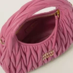 Wander Matelassé Soft Lamb Nappa Small Crescent Moon Bag Peach Blossom Pink