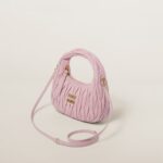 Wander Matelassé Soft Lamb Nappa Small Crescent Moon Bag Snow Pink