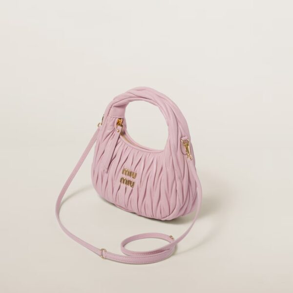 Wander Matelassé Soft Lamb Nappa Small Crescent Moon Bag Snow Pink