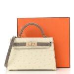 Ostrich Horseshoe Kelly Sellier Mini 20 Beton Gris Tourterelle